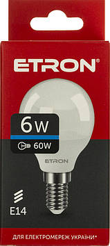 Лампа "Etron Light Power" LED 1-ELP-098 G45 6Вт 6500K Е14(10)