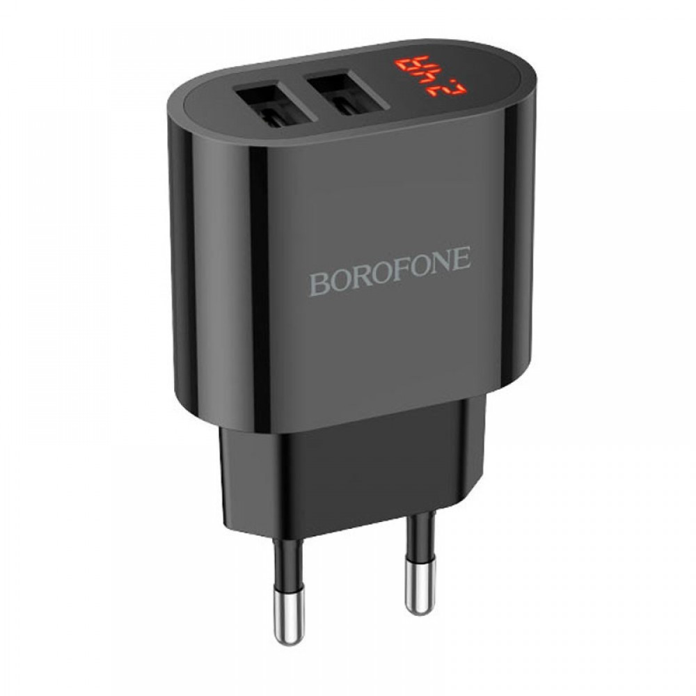 Мережевий зарядний пристрій Borofone BA63A LED Display 2 USB 2,4 A чорний
