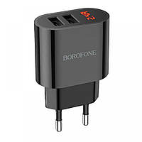 Сетевое зарядное устройство Borofone BA63A LED Display 2USB 2,4A чорний