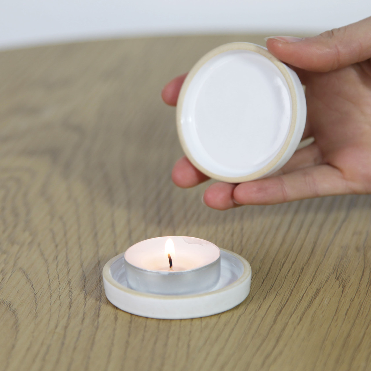 Підсвічник підставка керамічна Круг білий 6 см для товстої свічки, фото 1