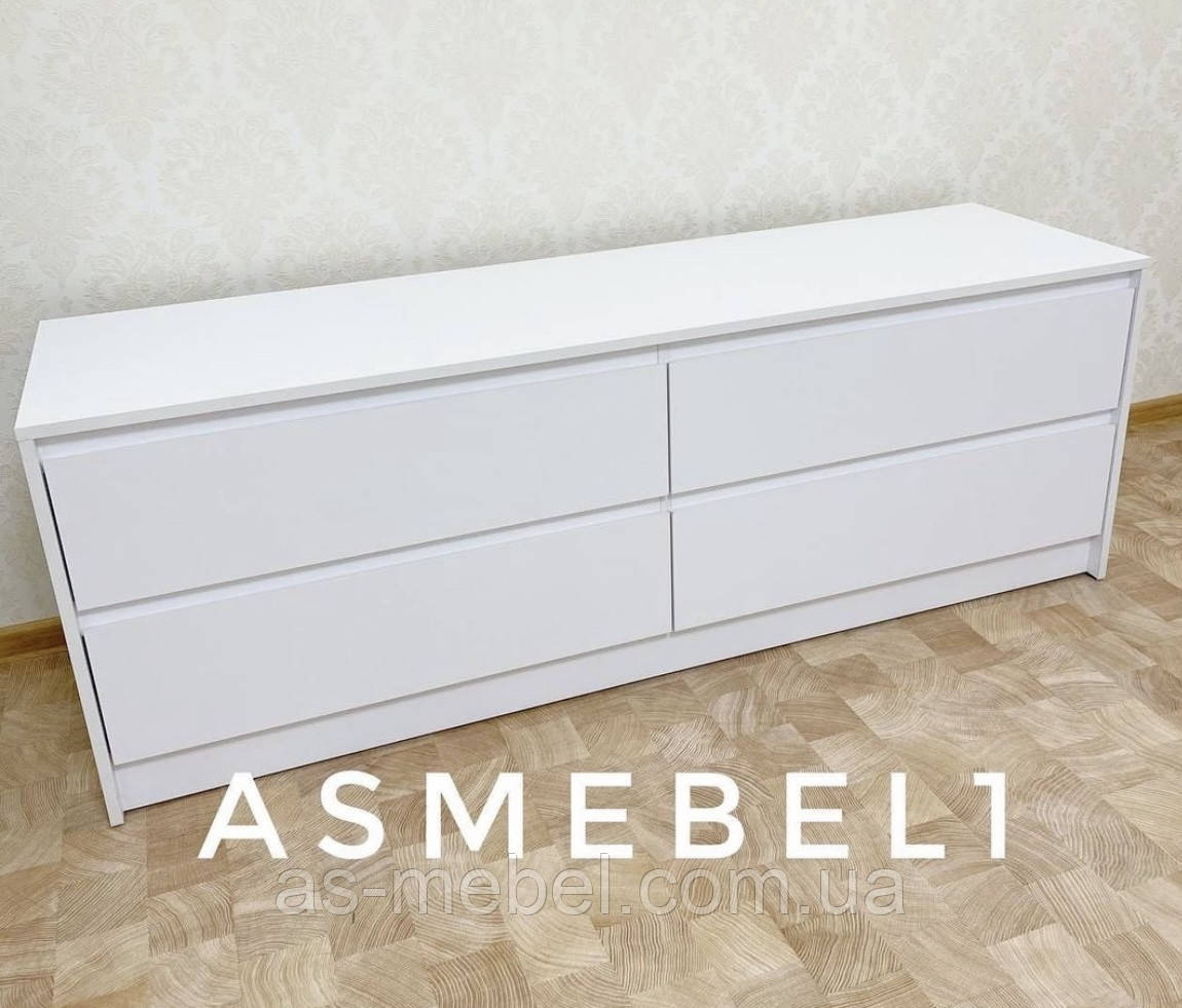 Тумбочка під тв на 4 ящика ширина 1600 мм колір білий, фото 1