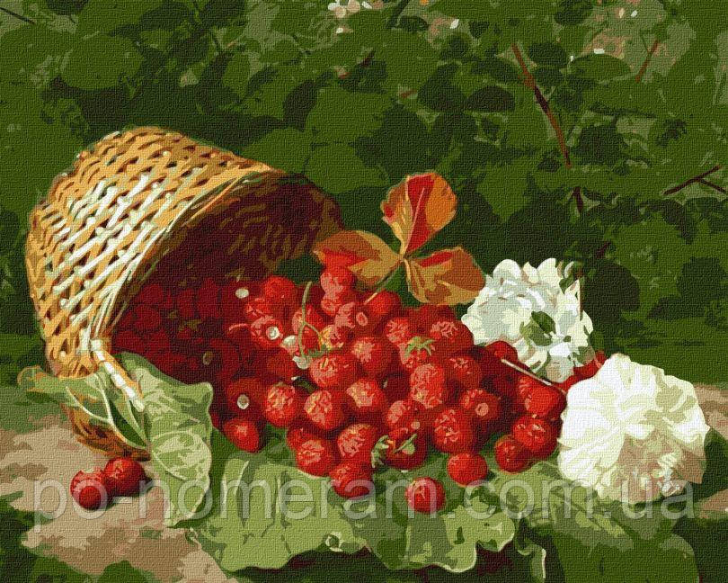Акційна Розмальовка по цифрам Ідейка Кошик з полуницею ©William Hammer (KHO5662) 40 х 50 см, фото 1