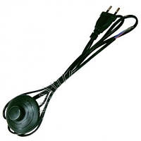 Выключатель для бра круглый + кабель с плоской вилкой Lemanso 1.9м черный / LMA098