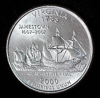 Монета США 25 центов 2000 г. Вирджиния