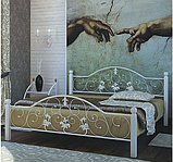 Двоспальне металеве ліжко на дерев'яних ніжках Жозефіна, фото 2