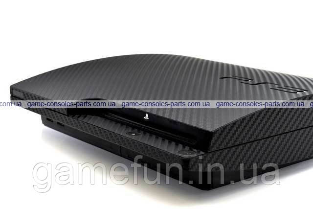 PS3 Slim вінілова наклейка Carbon (black) Premium