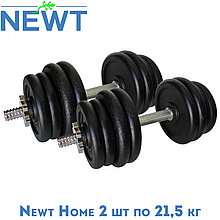 Гантелі металеві розбірні з покриттям розбірні гантелі для силових тренувань Newt Home 2 шт по 21,5 кг