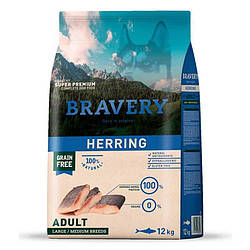 Bravery Herring Adult Large/Medium — Сухий беззерновий корм із сельдлю для дорослих собак середніх/крупних 4кг