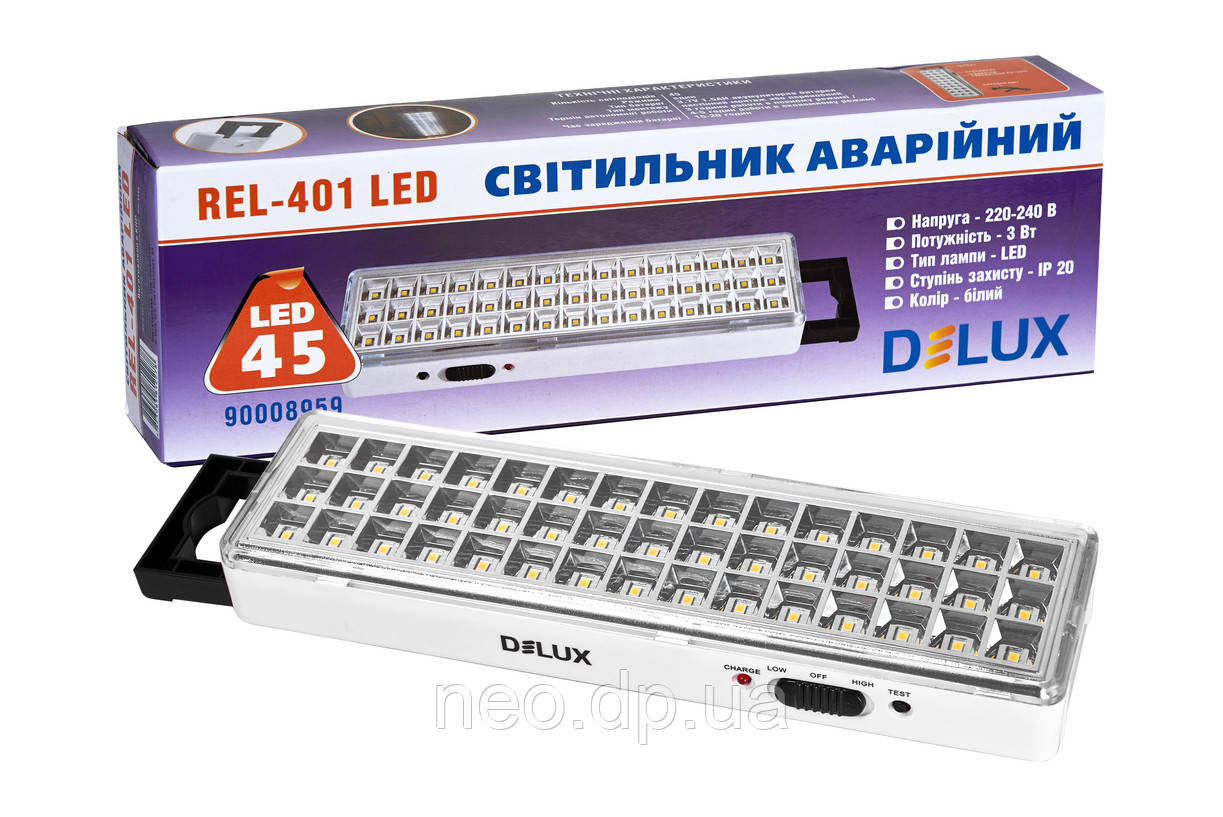 Світильник аварійний світлодіодний Delux 3W 6500K 200Lm 45 LED