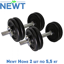 Гантелі розбірні сталеві з покриттям розбірні гантелі для тренувань Newt, 2 шт по 5,5 кг