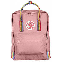Модный рюкзак kanken fjallraven оригинал сумка канкен Радуга Rainbow розовый с радужными ручками кладь
