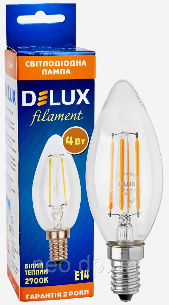 Світлодіодна лампа Filament DELUX BL37B 4 Вт 2700K E14 220В