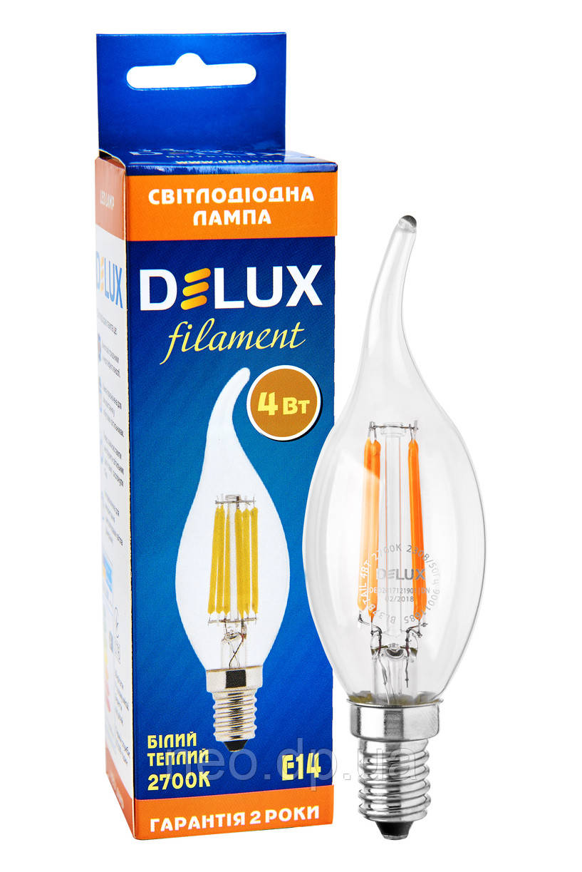 Світлодіодна лампа Filament DELUX BL37B 4 Вт tail 2700K E14 220В