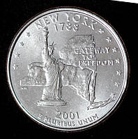Монета США 25 центів 2001 р. Нью - Йорк