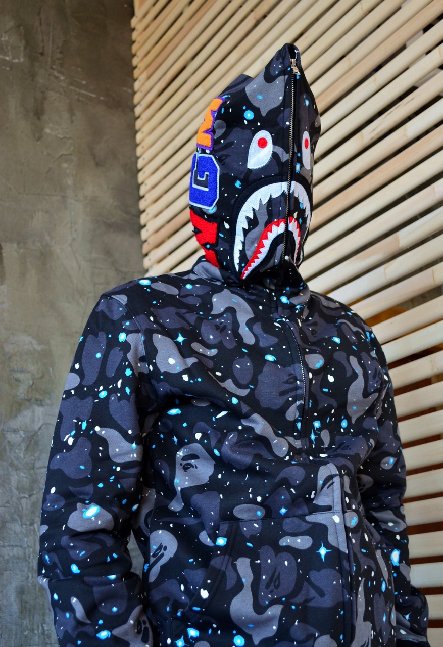 Худі молодіжний унісекс Bape Shark світиться крапками. Круті молодіжні толстовки Бейп. Молодіжні худі