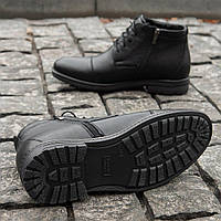 Ботинки зимние мужские черные Виваро. Туфли с мехом зимние мужские черные Vivaro. Классические туфли на зиму