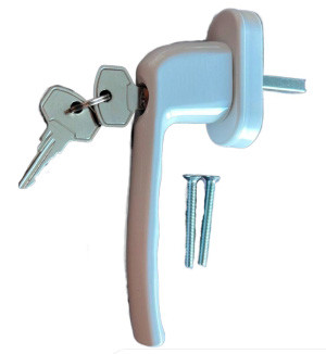 Ручка для металлопластикового окна с ключом и кнопкой белая - фото 1 - id-p1761813745