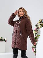 Стильна вільна жіноча куртка-парка арт.1010/1 непромокальна плащівка колір шоколадний/ шоколад