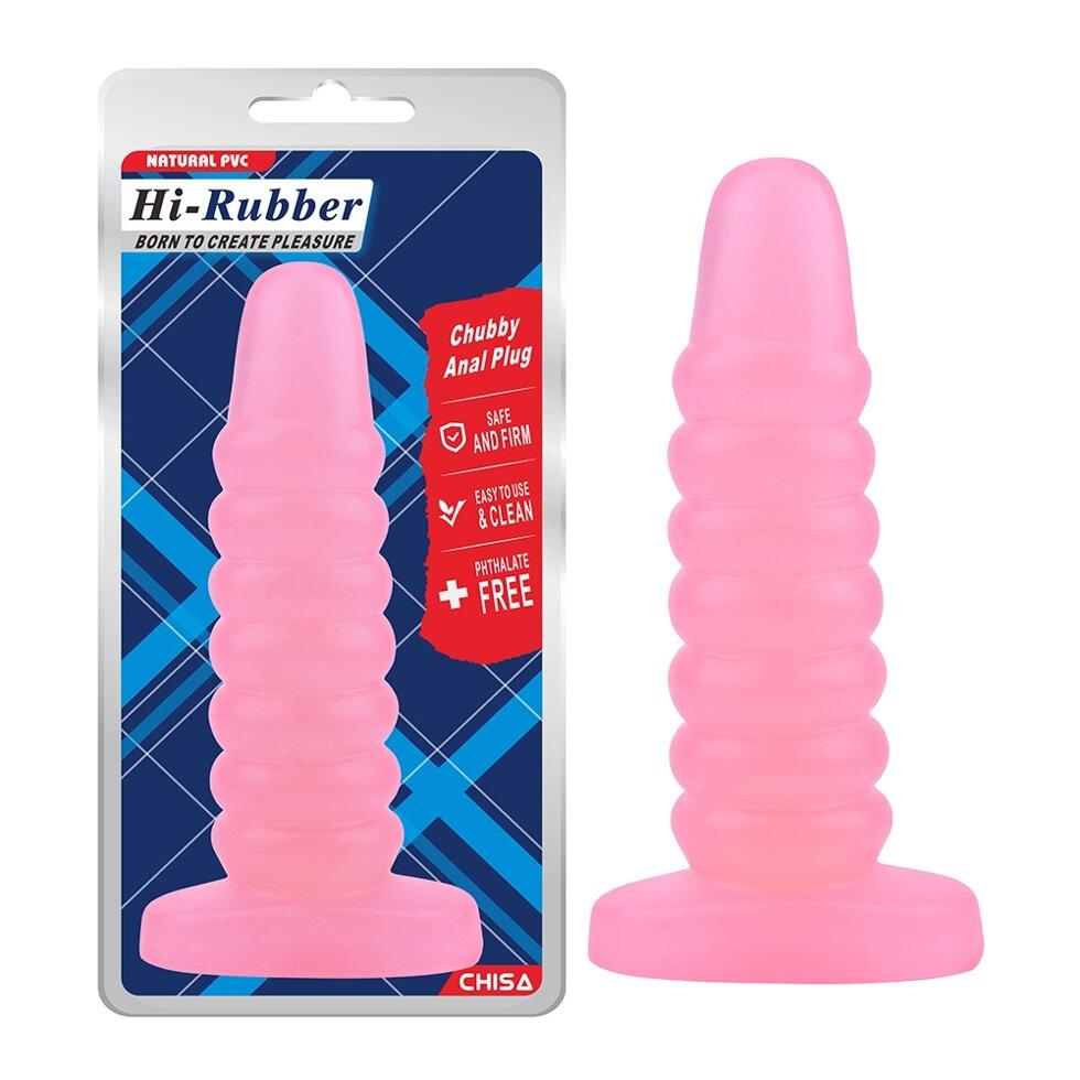 Велика анальна штекер Chisa hi-rubber cubby anal plug рожевий