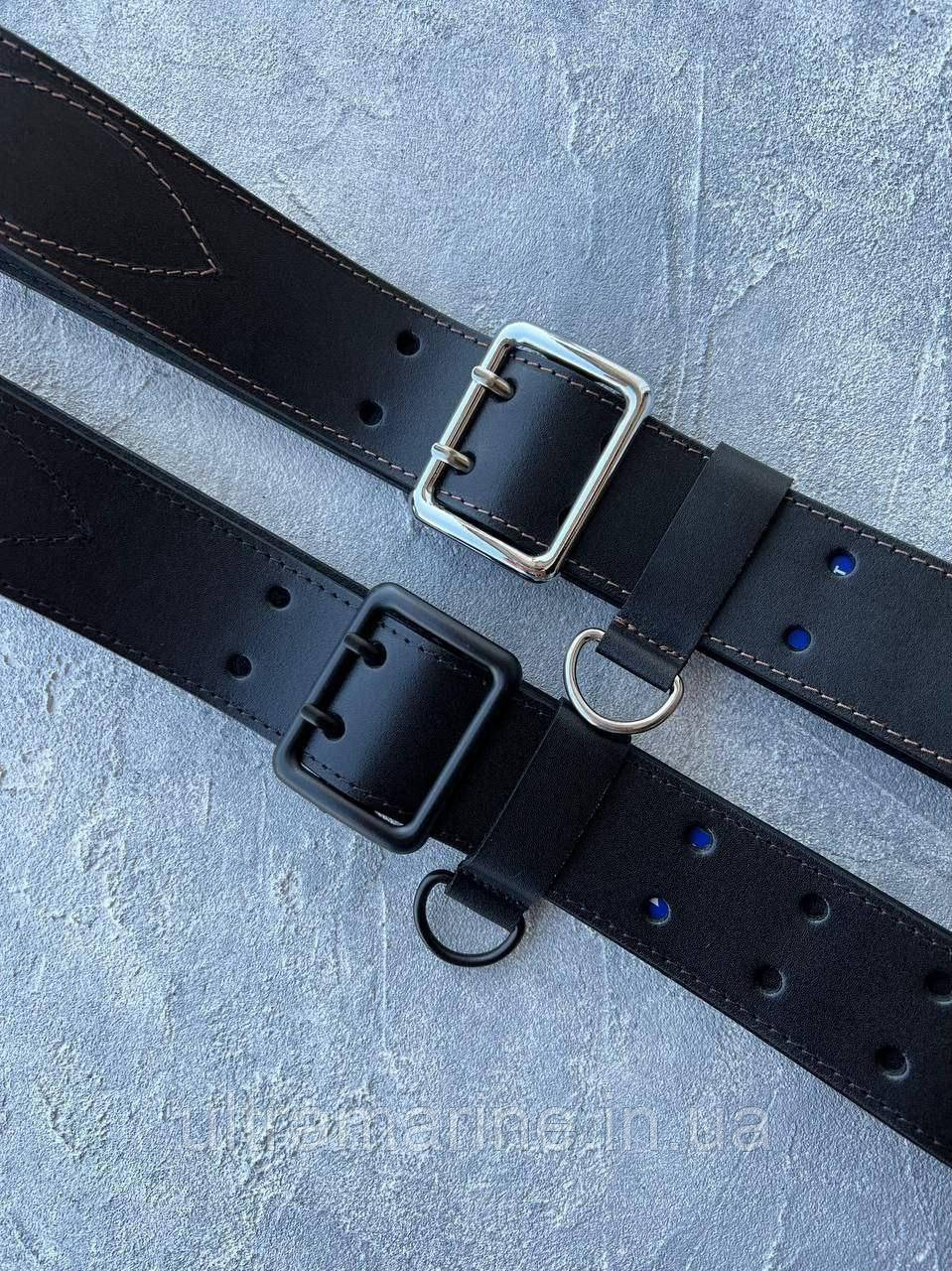 Широкий ремінь шкіряний з подвійною пряжкою 5см (хакі, коричневий, темно-коричневий, чорний), фото 1