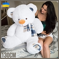 Подарок для девушки мягкая игрушка, Белый красивый плюшевый медведь 130см, Большие мягкие игрушки