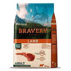 Bravery Lamb Adult Large/Medium —Сухий беззерновий корм із ягням для дорослих собак середніх/великих 4кг