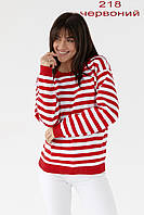 Стильний жіночий светр в полоску 218 червоний