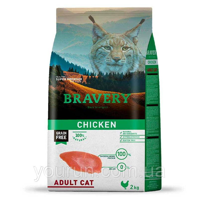 Bravery (Бравері) Chicken Adult Cat — Сухий беззерновий корм із куркою для дорослих кішок 2кг