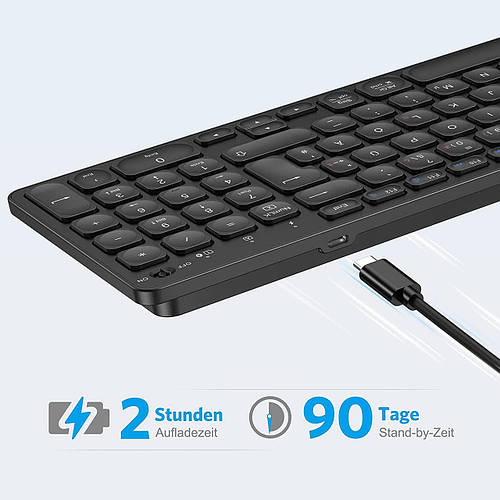 OMOTON Bluetooth клавиатура, перезаряжаемая беспроводная клавиатура для ...
