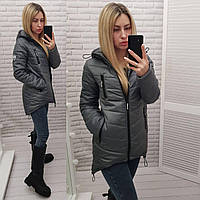 Куртка-парка демісезонна (арт. 300) колір темно-сірий/ сірий