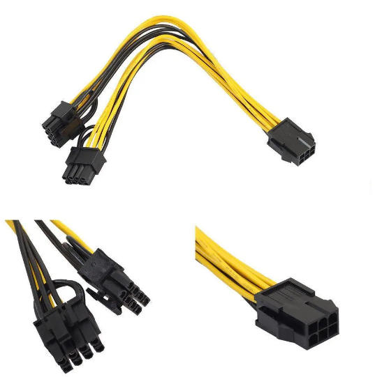 Перехідник живлення відеокарти 6 pin (мама) на 2x(6+2)pin (тато) 18AWG