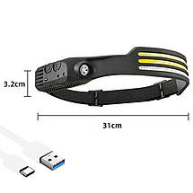 Ліхтар налобний BL-W689-LM+3COB (white+yellow+red), Motion Sensor, фото 6