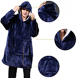 Комфортна м'яка толстовка-плед з капюшоном Huggle Hoodie двостороння, фото 7