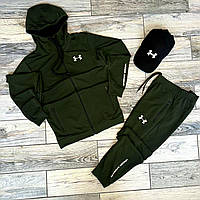 Спортивный костюм мужской Under Armour весенний осенний кофта на молнии и штаны зеленый