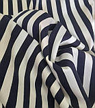 Штапель твіл стрейч принт смужка синя, фото 6