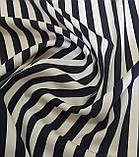 Штапель твіл стрейч принт смужка синя, фото 4