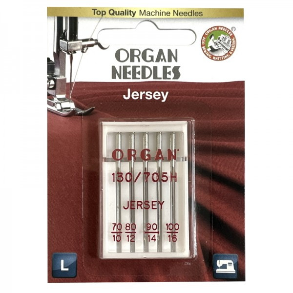 Голки для вязаних та трикотажних тканин ORGAN Jersey №70/80/90/100 для побутових швейних машин упаковка 5 штук (6696)