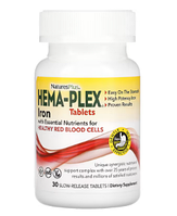 Nature's Plus Hema-Plex, Iron with Essential Nutrients for Healthy Red Blood Cells 30 Tabs