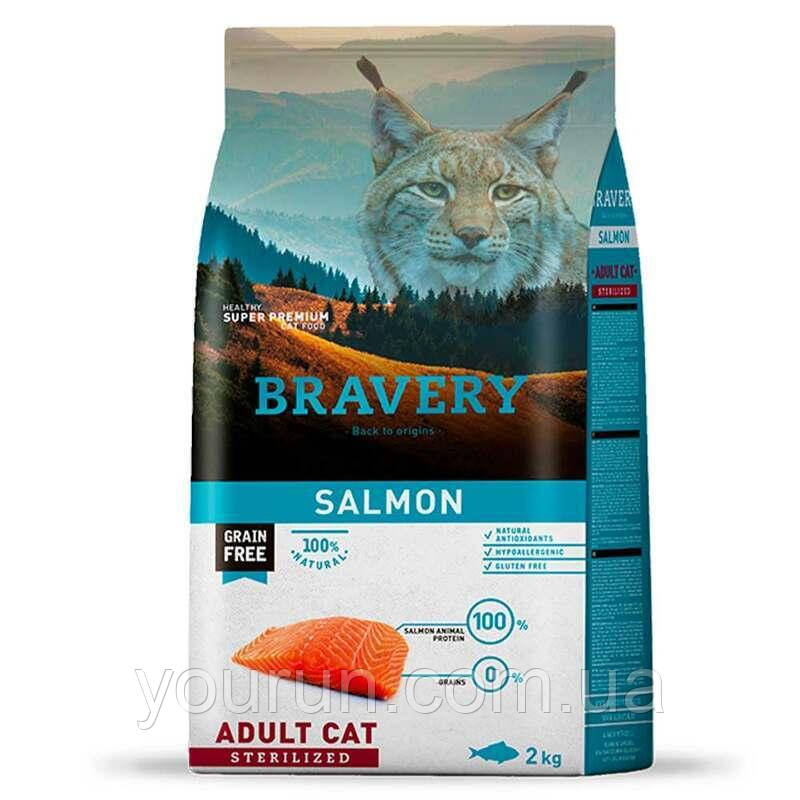 Bravery Salmon Adult Cat Sterilized - Сухий беззерновий корм із лососем для дорослих стерилізованих котів 7кг