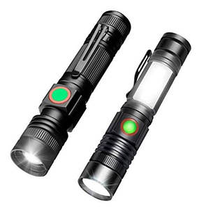 Ліхтар ручний BL-502-T6+COB, zoom, затискач, фото 1