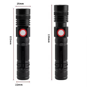 Ліхтар ручний BL-502-T6+COB, zoom, затискач, фото 4