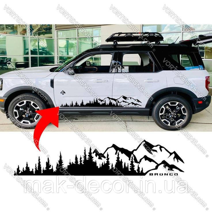 Вінілові наклейки на авто " Гори Bronco " 40х180 см