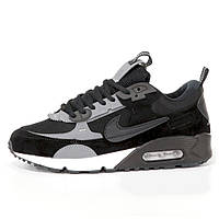 Мужские кроссовки Nike Air Max 90 Future Black White Grey, черные найк аир макс 90 футуре