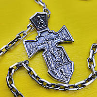 Серебряная цепочка и крестик серебро черненое 925 проба цепь с крестом на шею