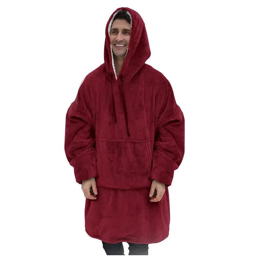 Толстовка-плед з капюшоном унісекс Huggle Hoodie двостороння Червоний, фото 1