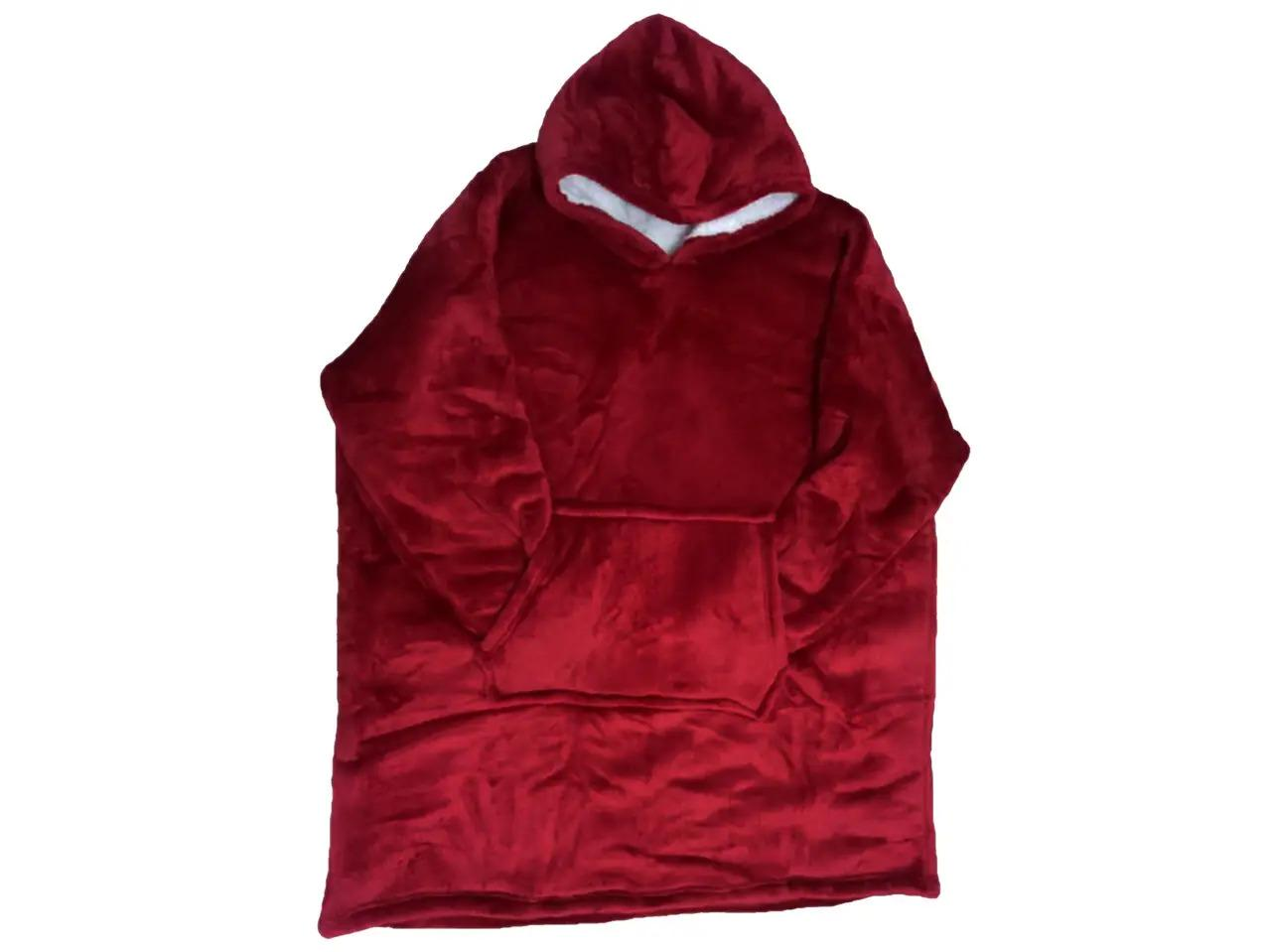 Толстовка-плед з рукавами та капюшоном унісекс Huggle Hoodie двостороння Червоний
