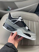 Мужские кроссовки Nike Air Jordan 4 Black White Grey (серые с чёрным и белым) низкие весенние кроссы ar99361