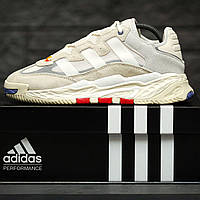 Мужские кроссовки Adidas Niteball (бежевые/цветные) удобные лёгкие весенние кроссы 2202 cross