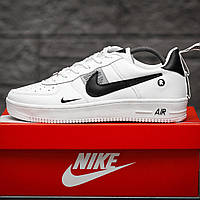 Мужские кроссовки Nike Air Force 1 LV8 (белые с чёрным) низкие светлые модные кеды 1875 cross