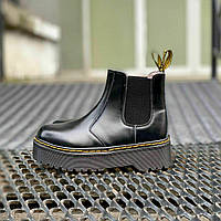 Женские зимние ботинки Dr. Martens Chelsea Black Bex (чёрные) короткие модные челси на меху 4498 cross